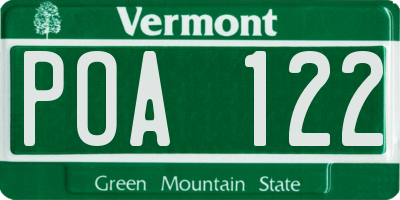 VT license plate POA122