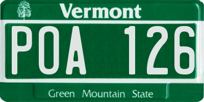 VT license plate POA126