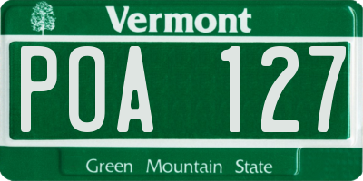 VT license plate POA127