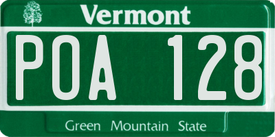 VT license plate POA128