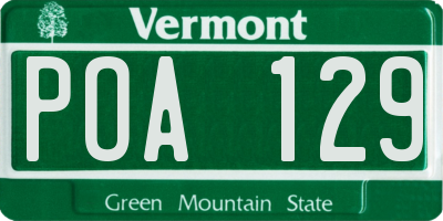 VT license plate POA129