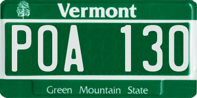 VT license plate POA130