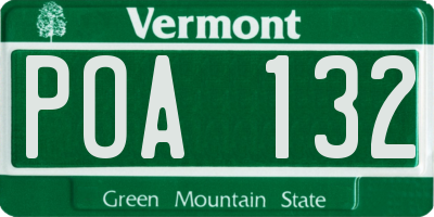 VT license plate POA132