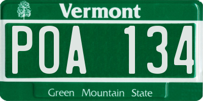 VT license plate POA134