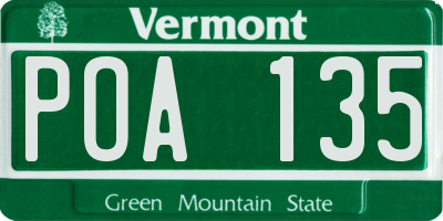 VT license plate POA135