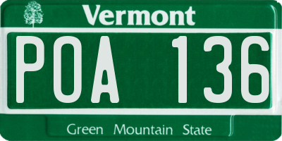 VT license plate POA136