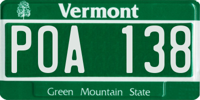 VT license plate POA138