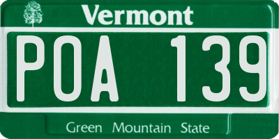 VT license plate POA139