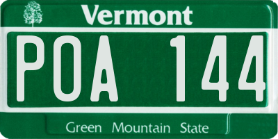 VT license plate POA144