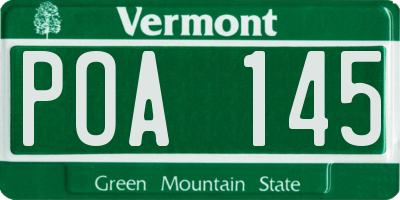 VT license plate POA145