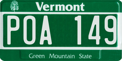 VT license plate POA149