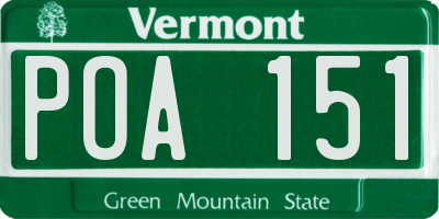 VT license plate POA151