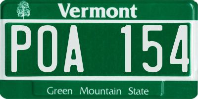 VT license plate POA154