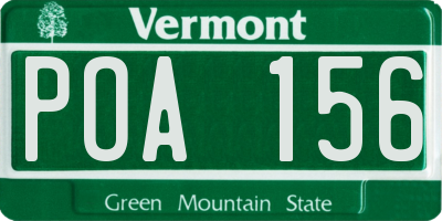VT license plate POA156