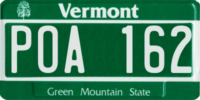 VT license plate POA162