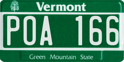 VT license plate POA166