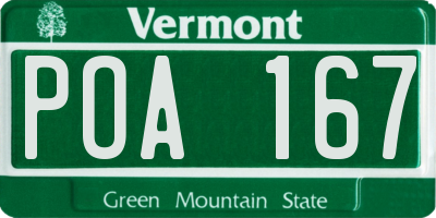 VT license plate POA167