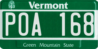 VT license plate POA168