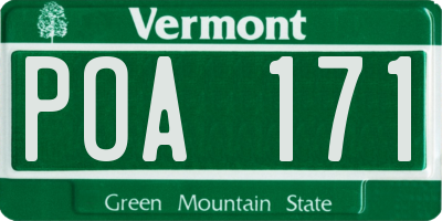 VT license plate POA171