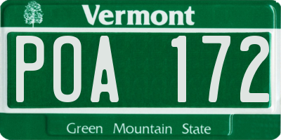 VT license plate POA172