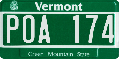 VT license plate POA174