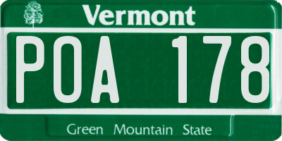 VT license plate POA178