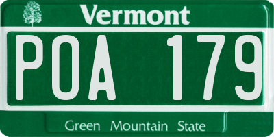 VT license plate POA179