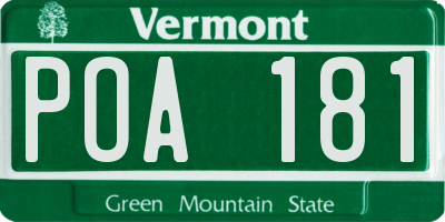 VT license plate POA181