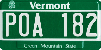 VT license plate POA182