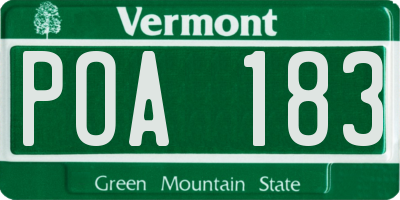 VT license plate POA183