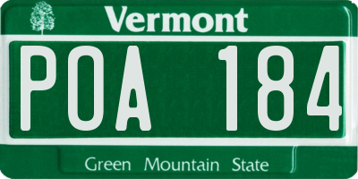 VT license plate POA184