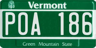 VT license plate POA186