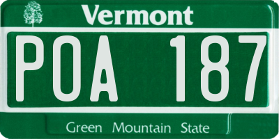 VT license plate POA187