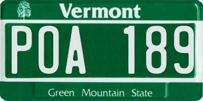 VT license plate POA189