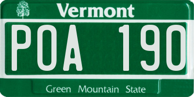 VT license plate POA190