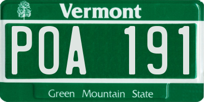 VT license plate POA191