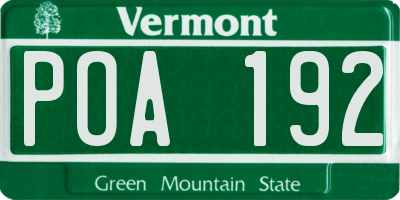 VT license plate POA192