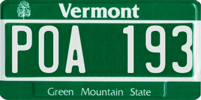 VT license plate POA193