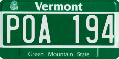 VT license plate POA194
