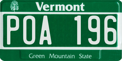 VT license plate POA196