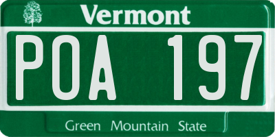 VT license plate POA197