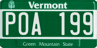 VT license plate POA199