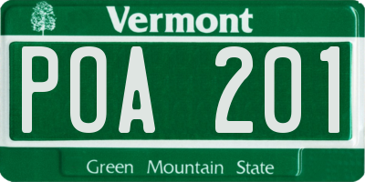 VT license plate POA201