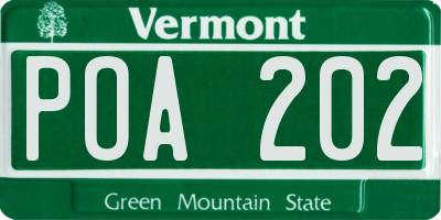VT license plate POA202