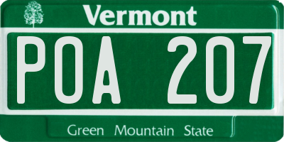 VT license plate POA207