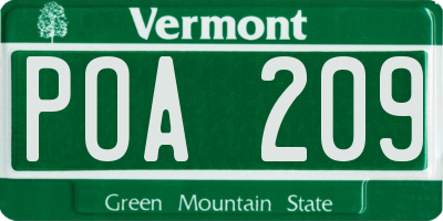 VT license plate POA209