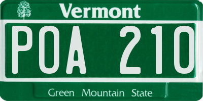 VT license plate POA210