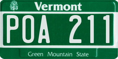 VT license plate POA211