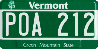 VT license plate POA212