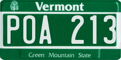 VT license plate POA213